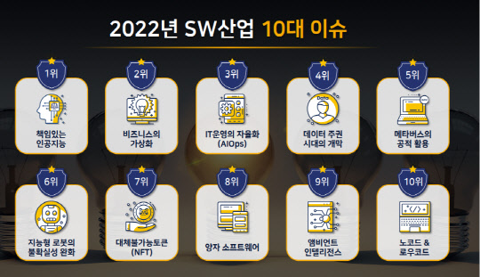 2022년 SW산업 10대 이슈  <자료:SW정책연구소>